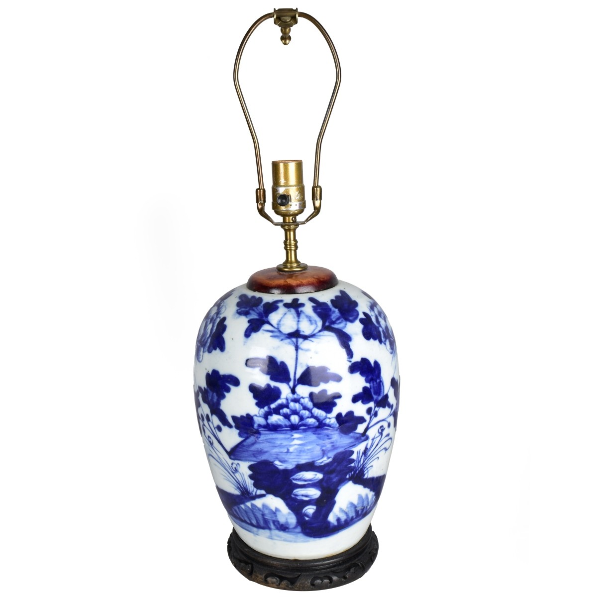 Large Chinese Blue and White Lamp