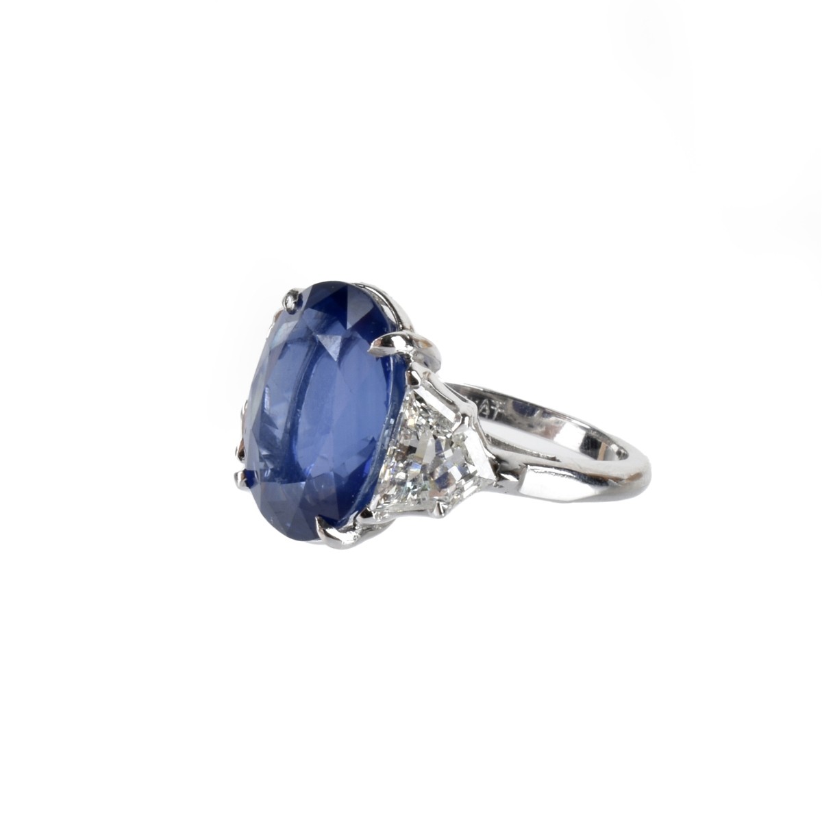 Sapphire, Diamond and Platinum Ring