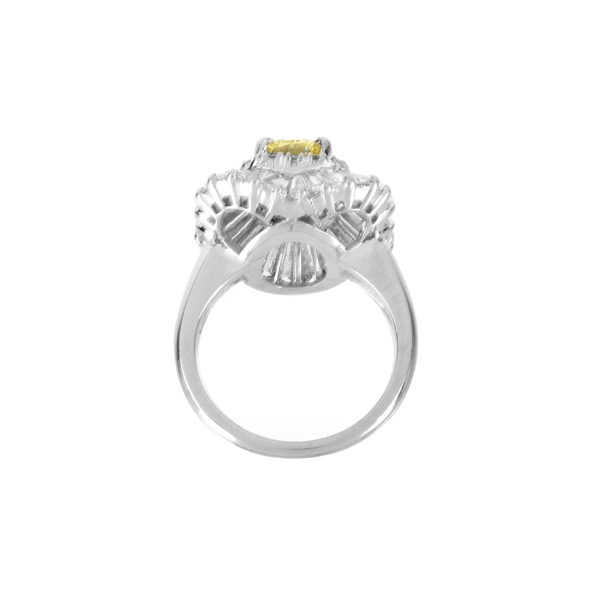 Fancy Yellow Diamond and Platinum Ring