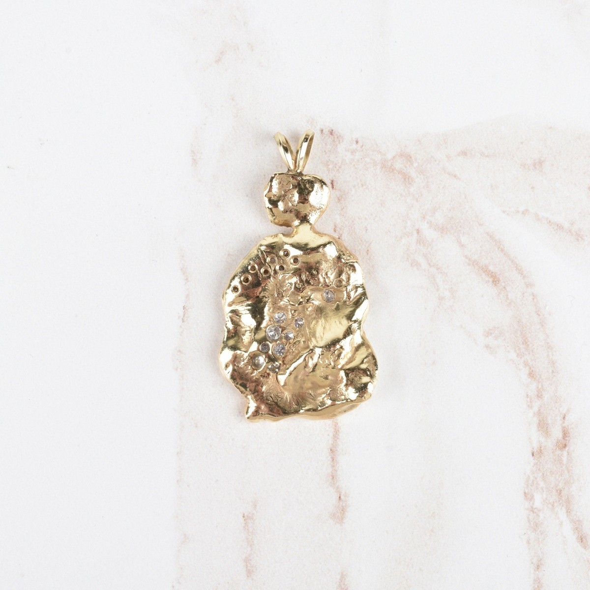 Diamond and 14K Nugget Pendant