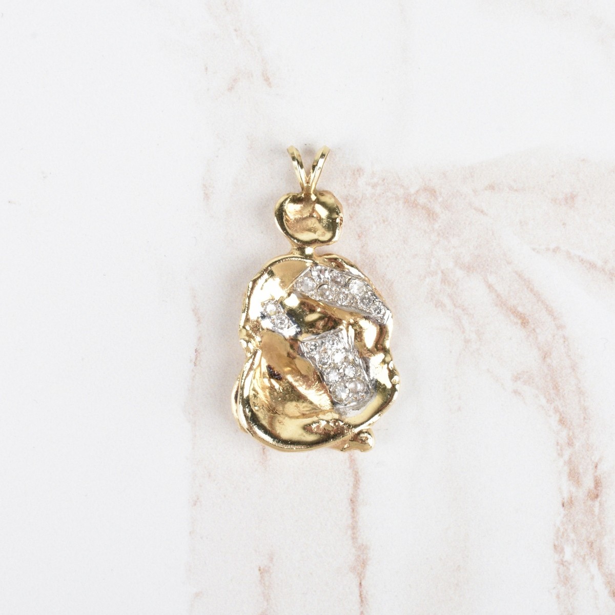 Diamond and 14K Nugget Pendant