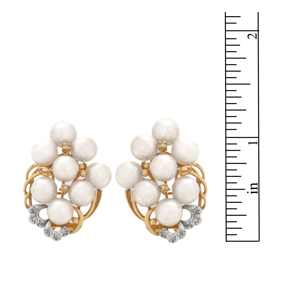 Pearl, Diamond and 14K Earrings