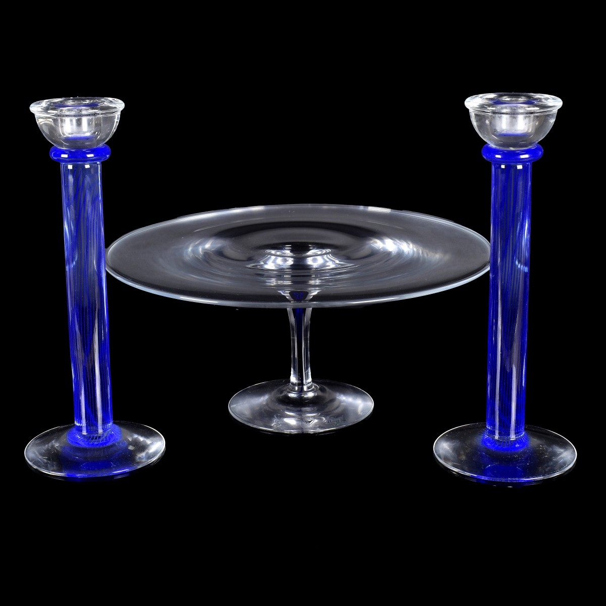 Kosta Boda Candlesticks & Orrefors Cake Stand