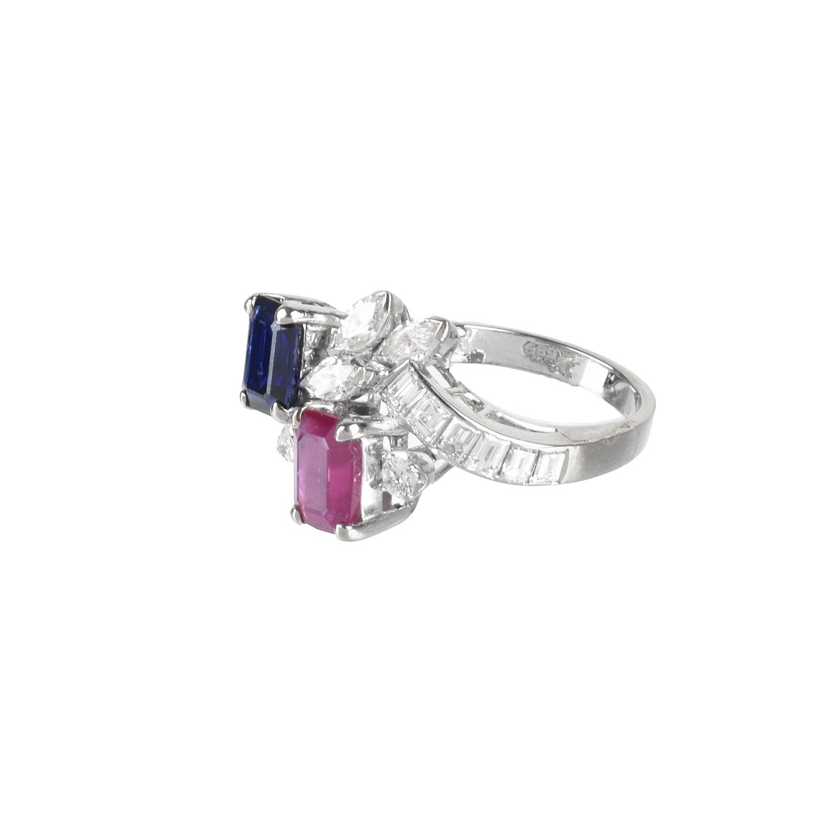 Diamond, Ruby, Sapphire and 14K Ring