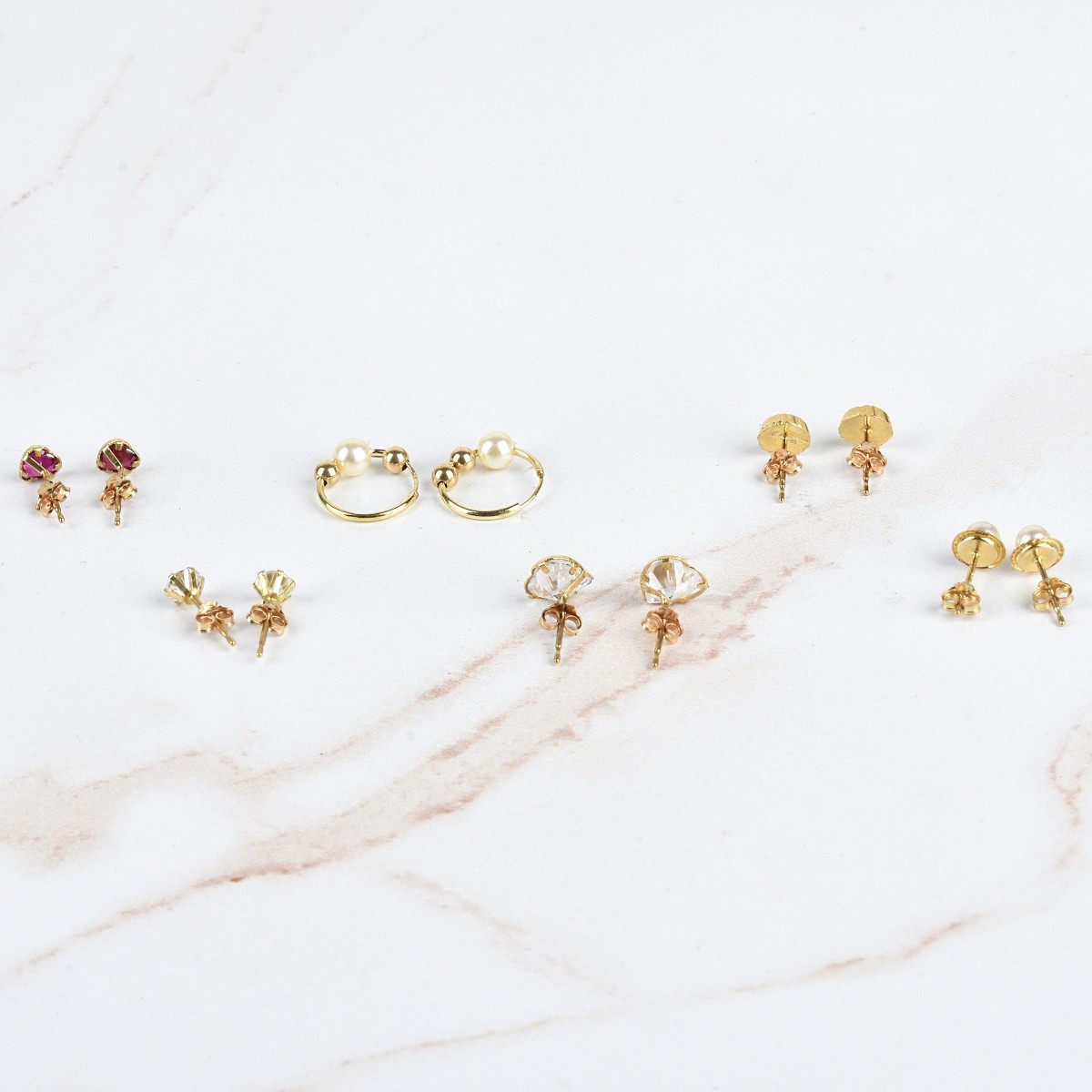 Six Pair 14K Earrings