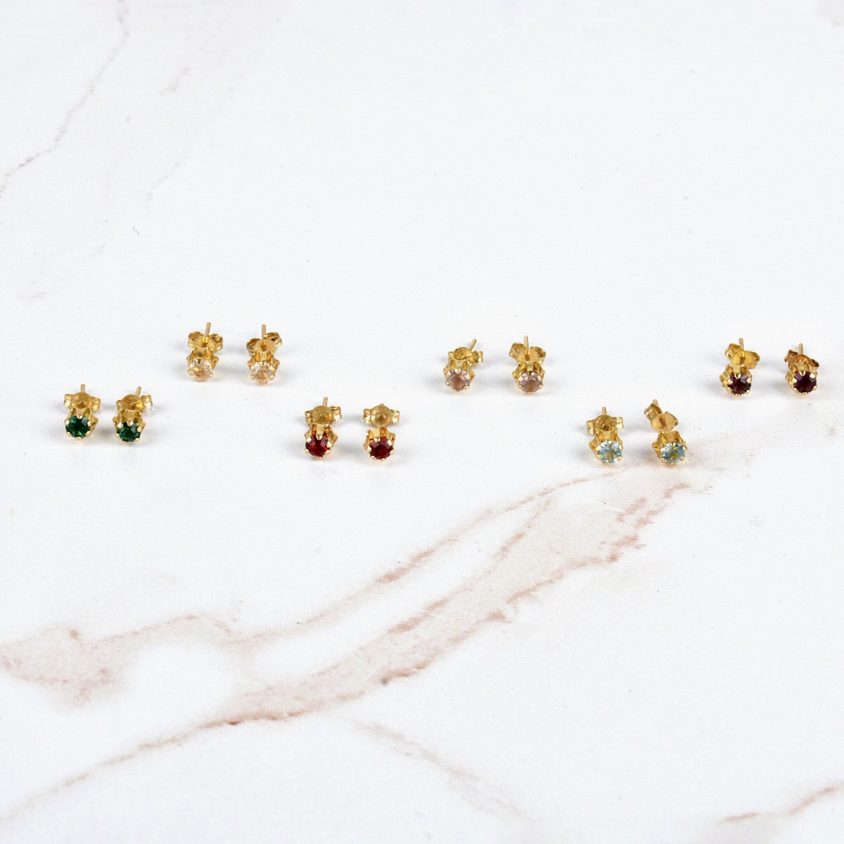 Gemstone and 10K Ear Studs