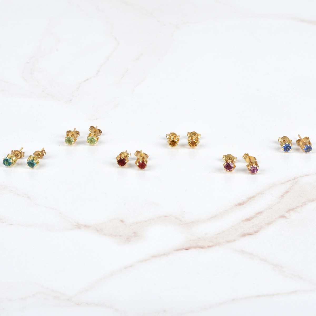 Gemstone and 10K Ear Studs