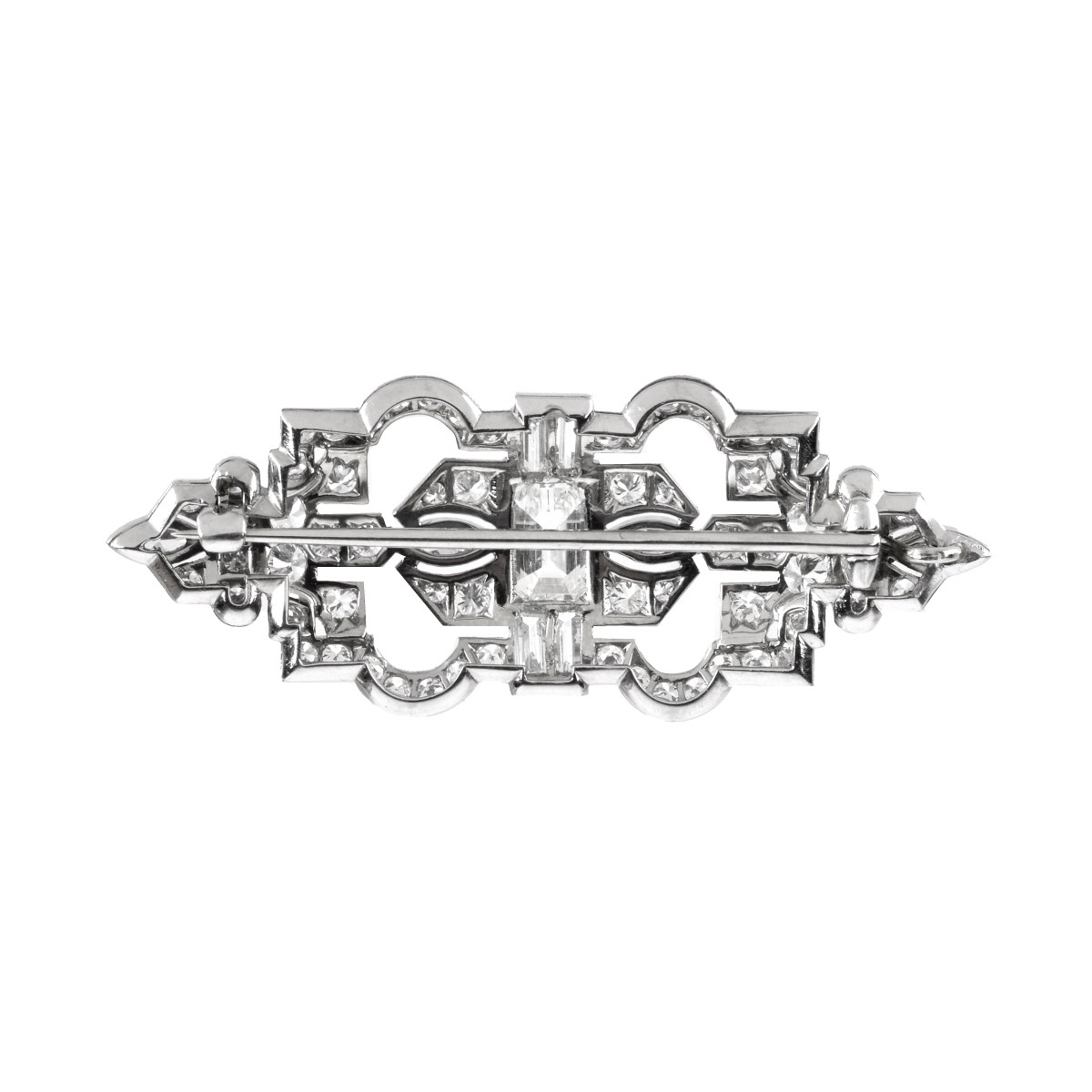 Deco Diamond and Platinum Brooch.