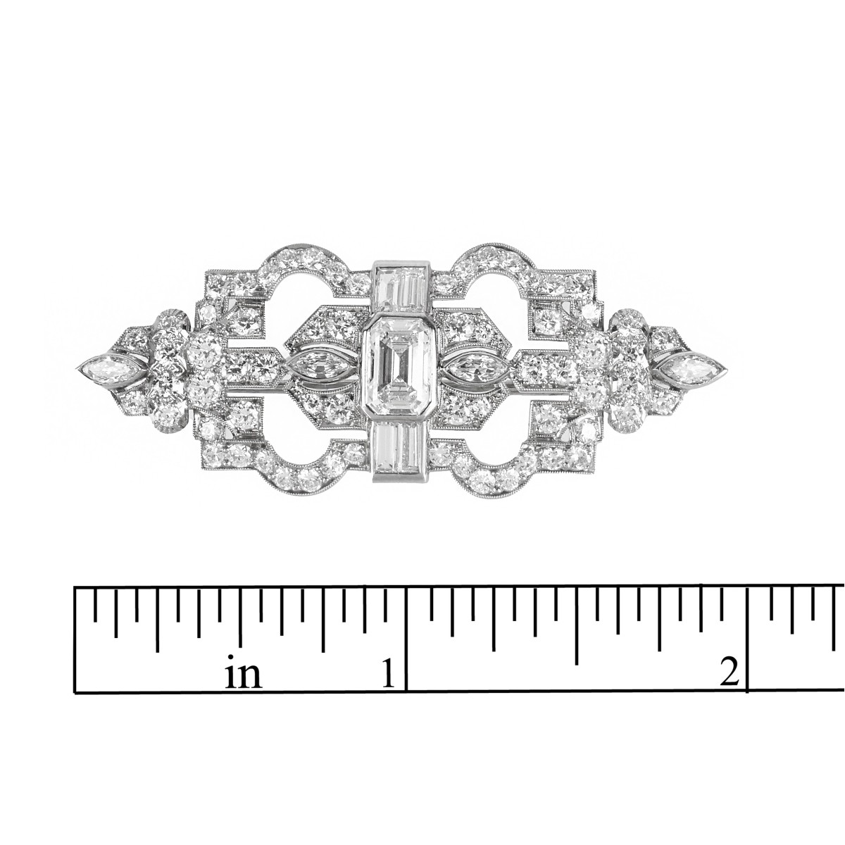 Deco Diamond and Platinum Brooch.