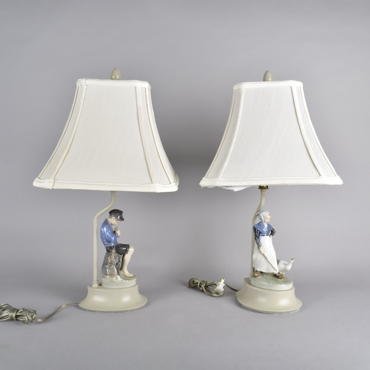 Pair of Royal Copenhagen Figurines as Lamps