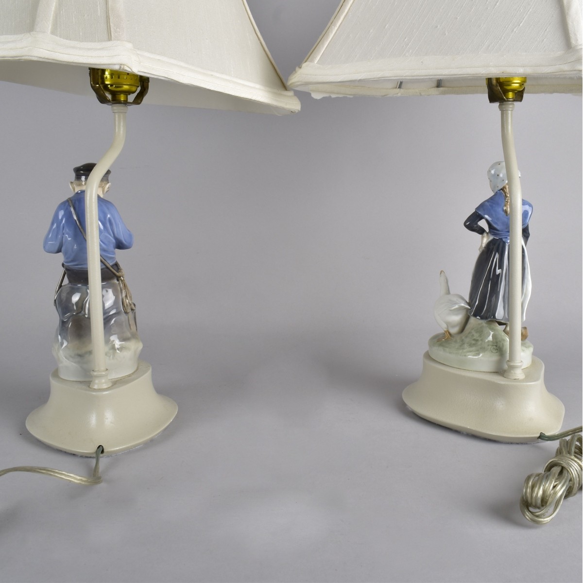 Pair of Royal Copenhagen Figurines as Lamps