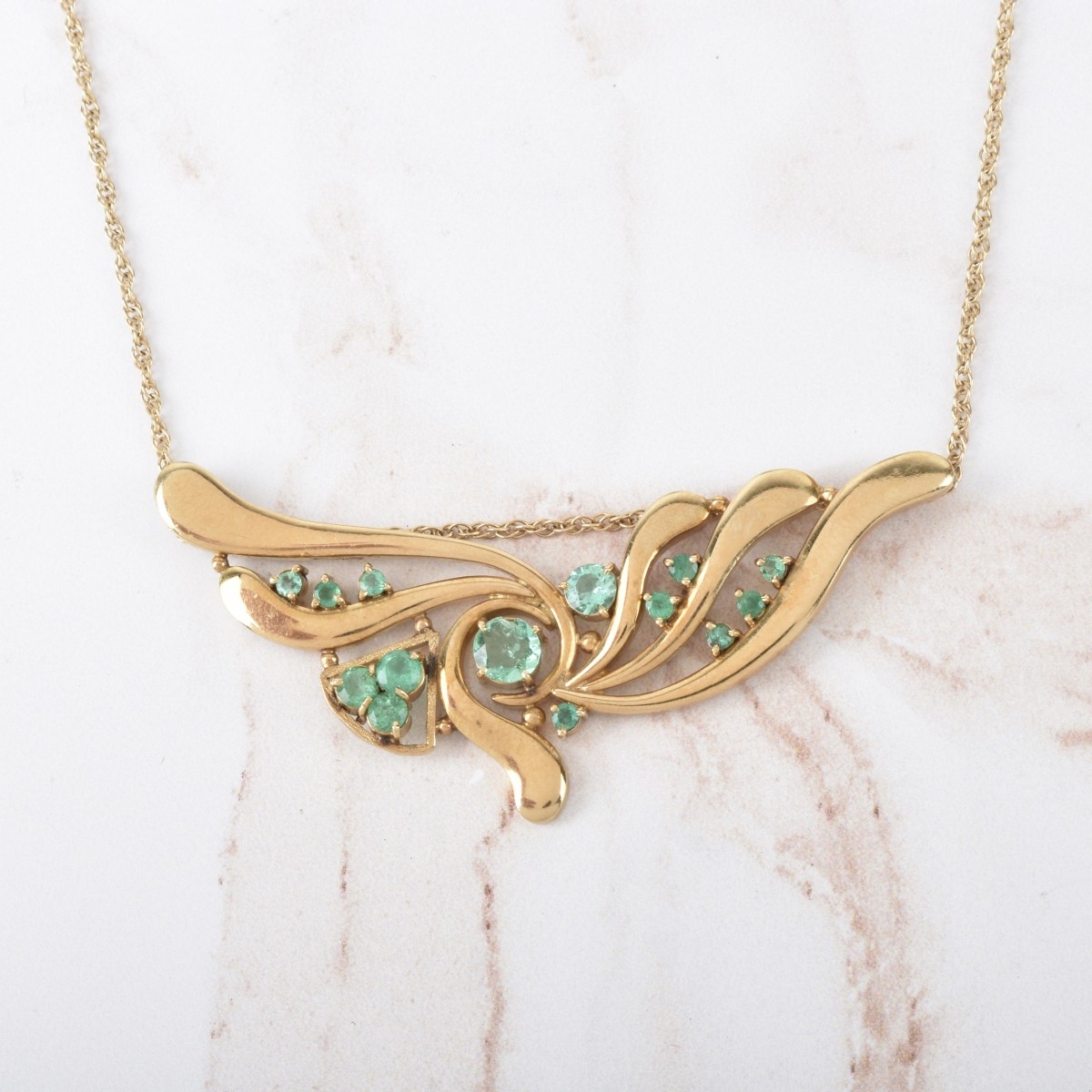 Emerald and 14K Necklace