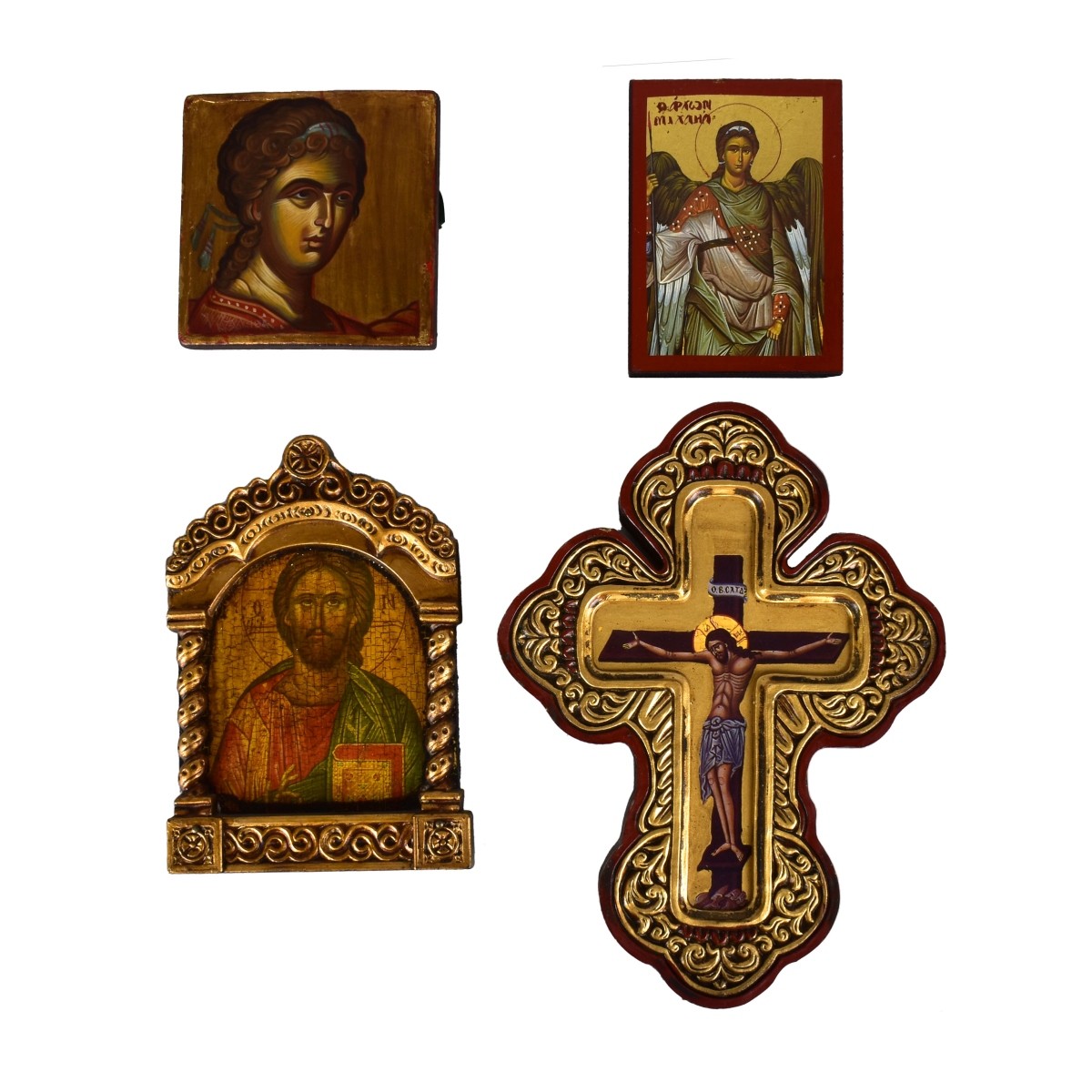 Four Vintage Russian Religious Icons