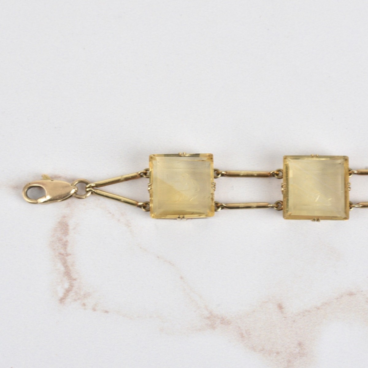Antique Citrine and 14K Bracelet