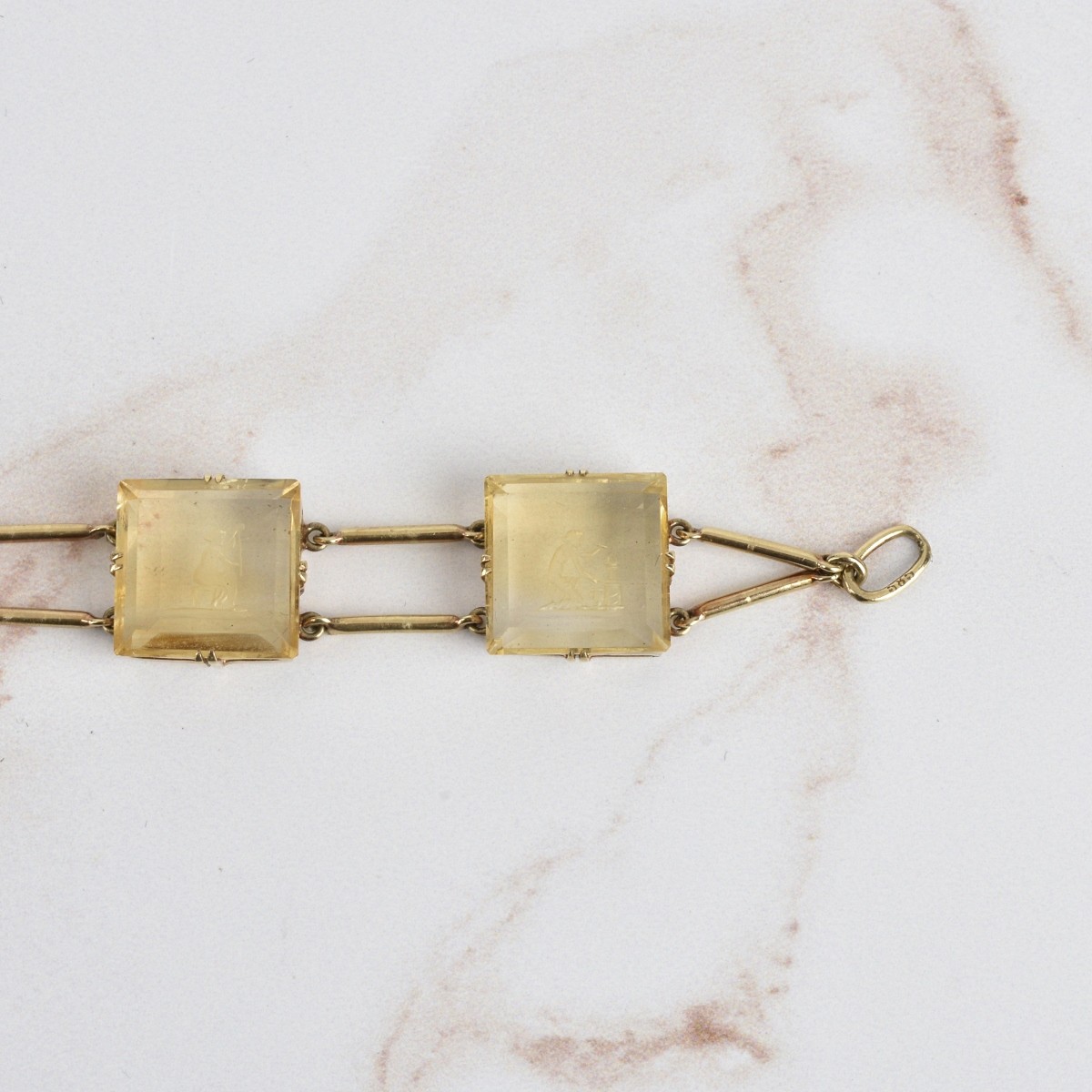 Antique Citrine and 14K Bracelet