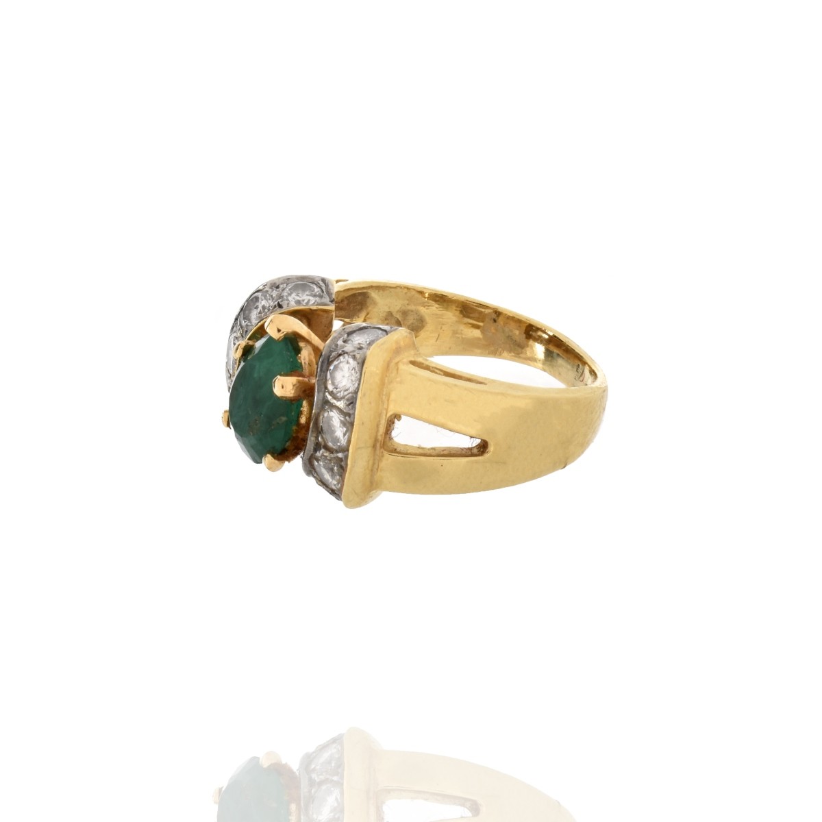 Emerald, Diamond and 18K Ring