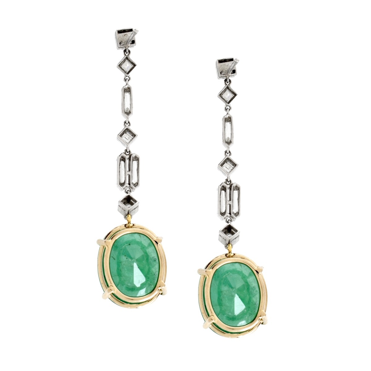 Emerald, Diamond and Platinum Earrings