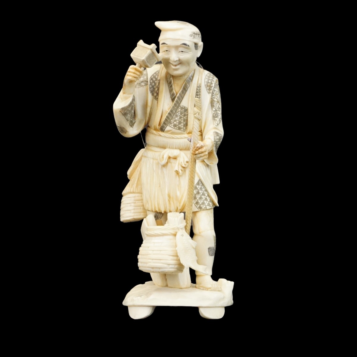 Japanese Polychrome Fisherman Figure