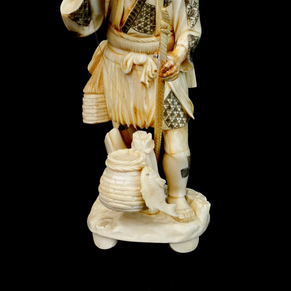 Japanese Polychrome Fisherman Figure