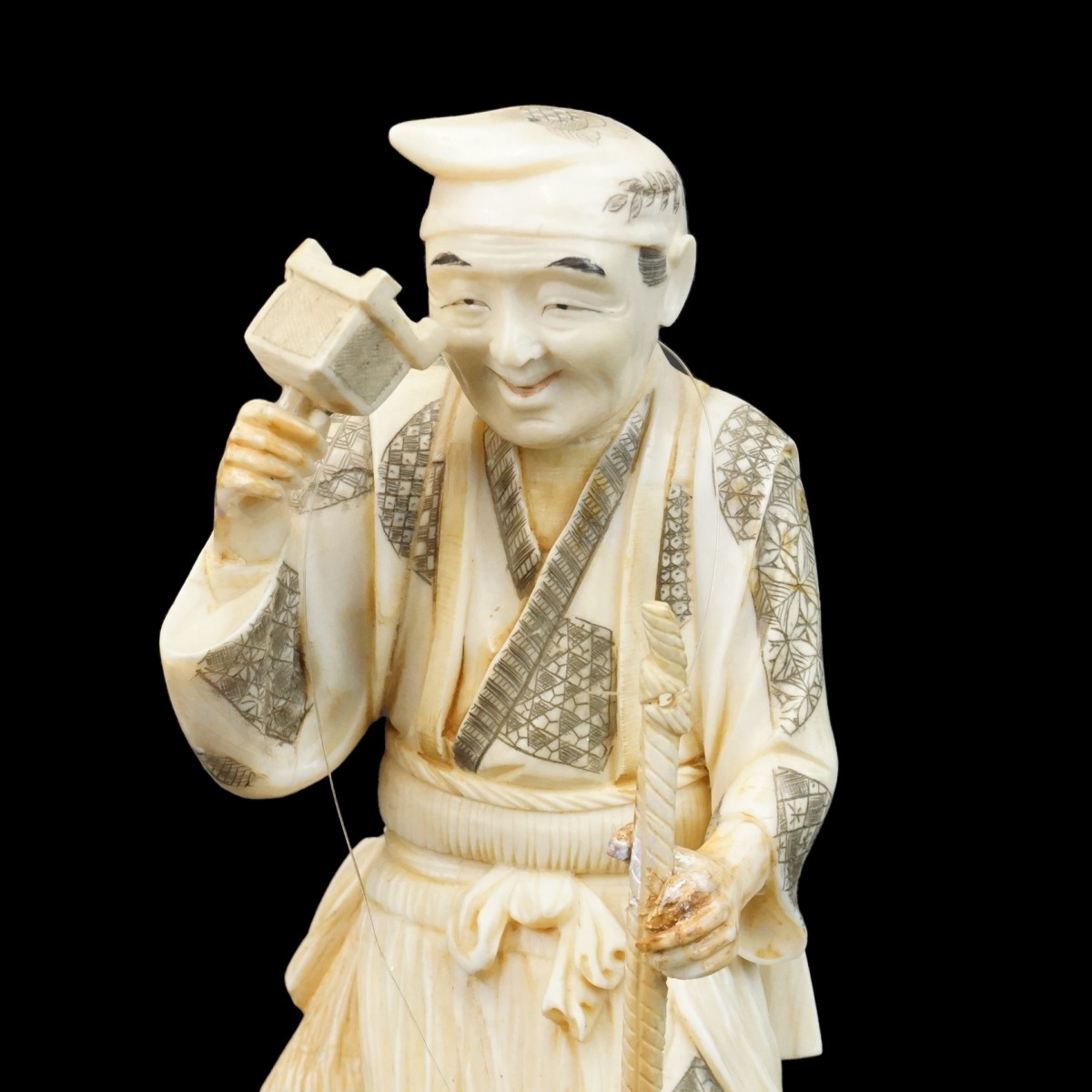 Japanese Polychrome Fisherman Figure