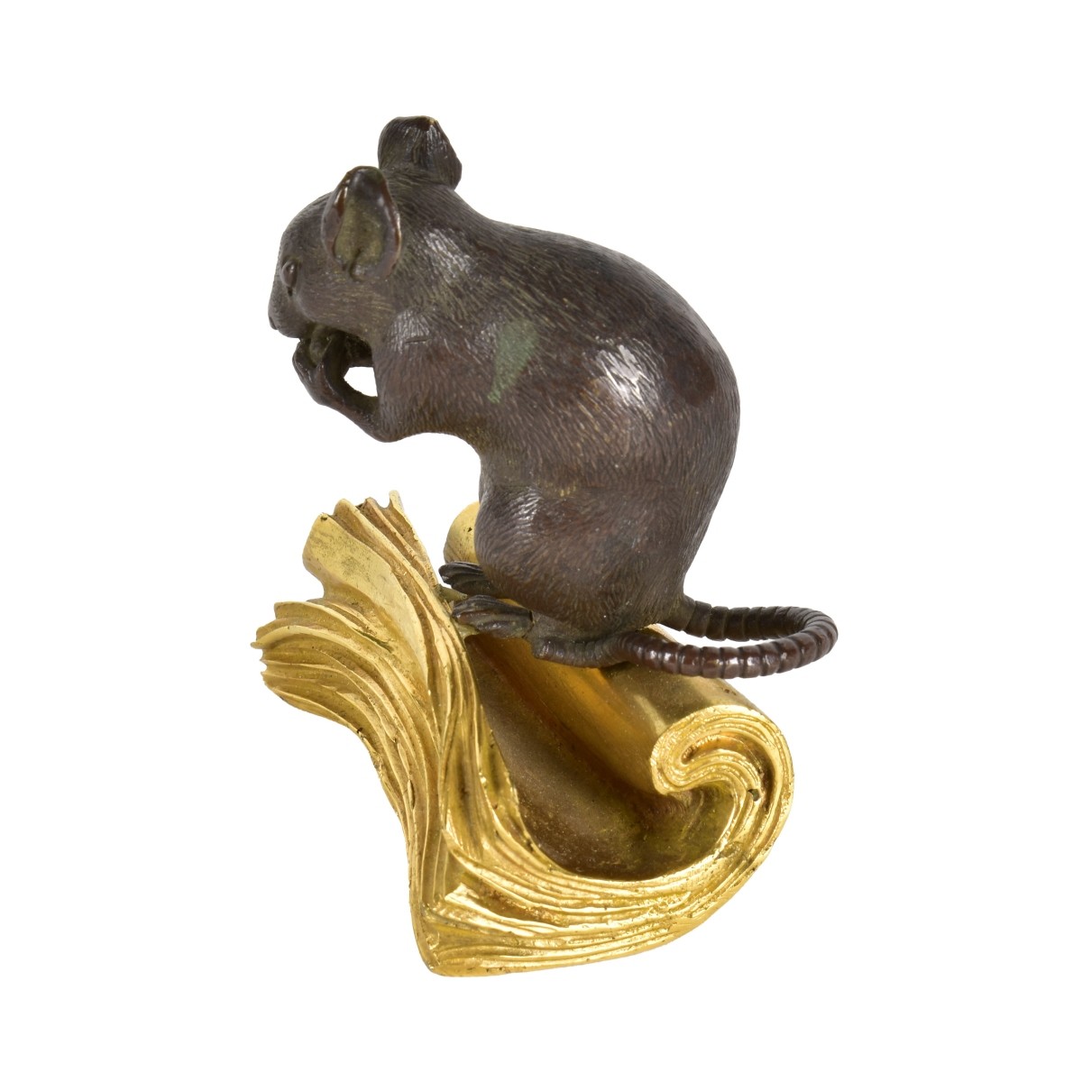 Meiji Bronze Mouse Sitting on a Book