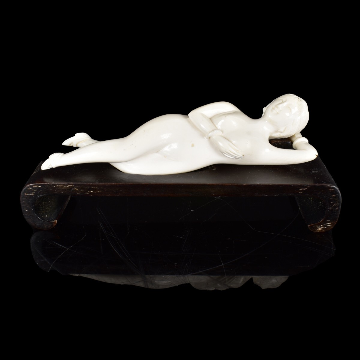 Antique Chinese Carved Reclining Nude