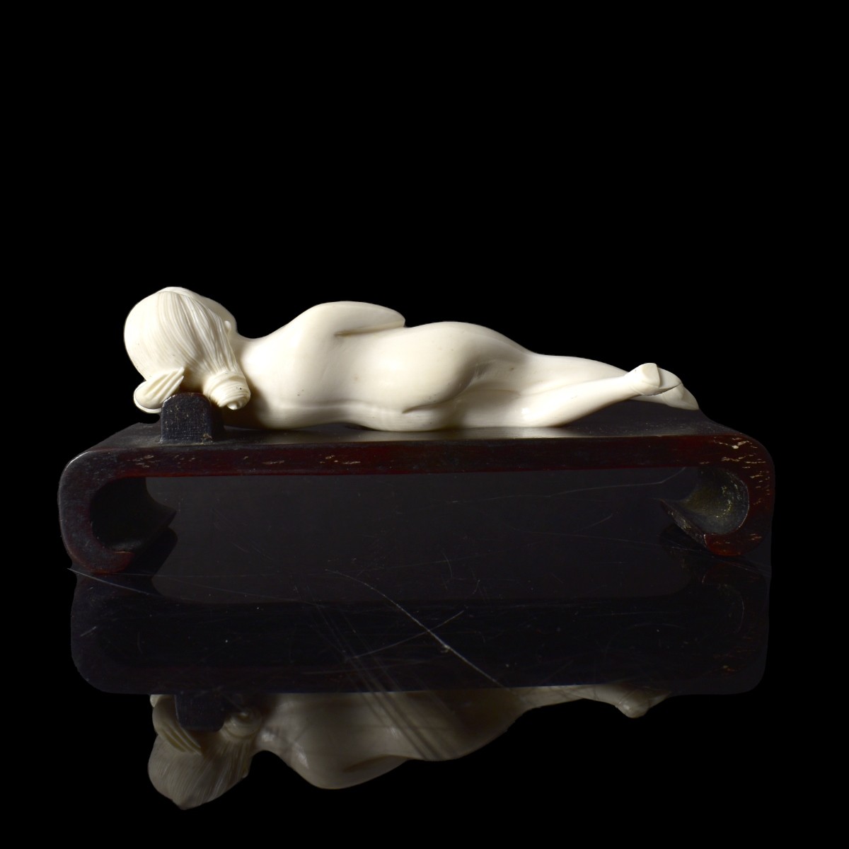 Antique Chinese Carved Reclining Nude