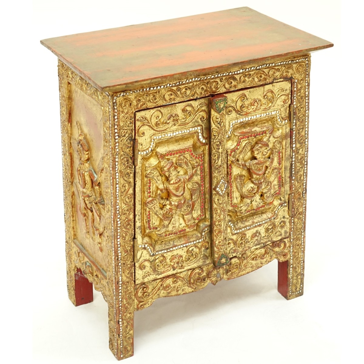 Thai Gilt Laquered Two Door Cabinet