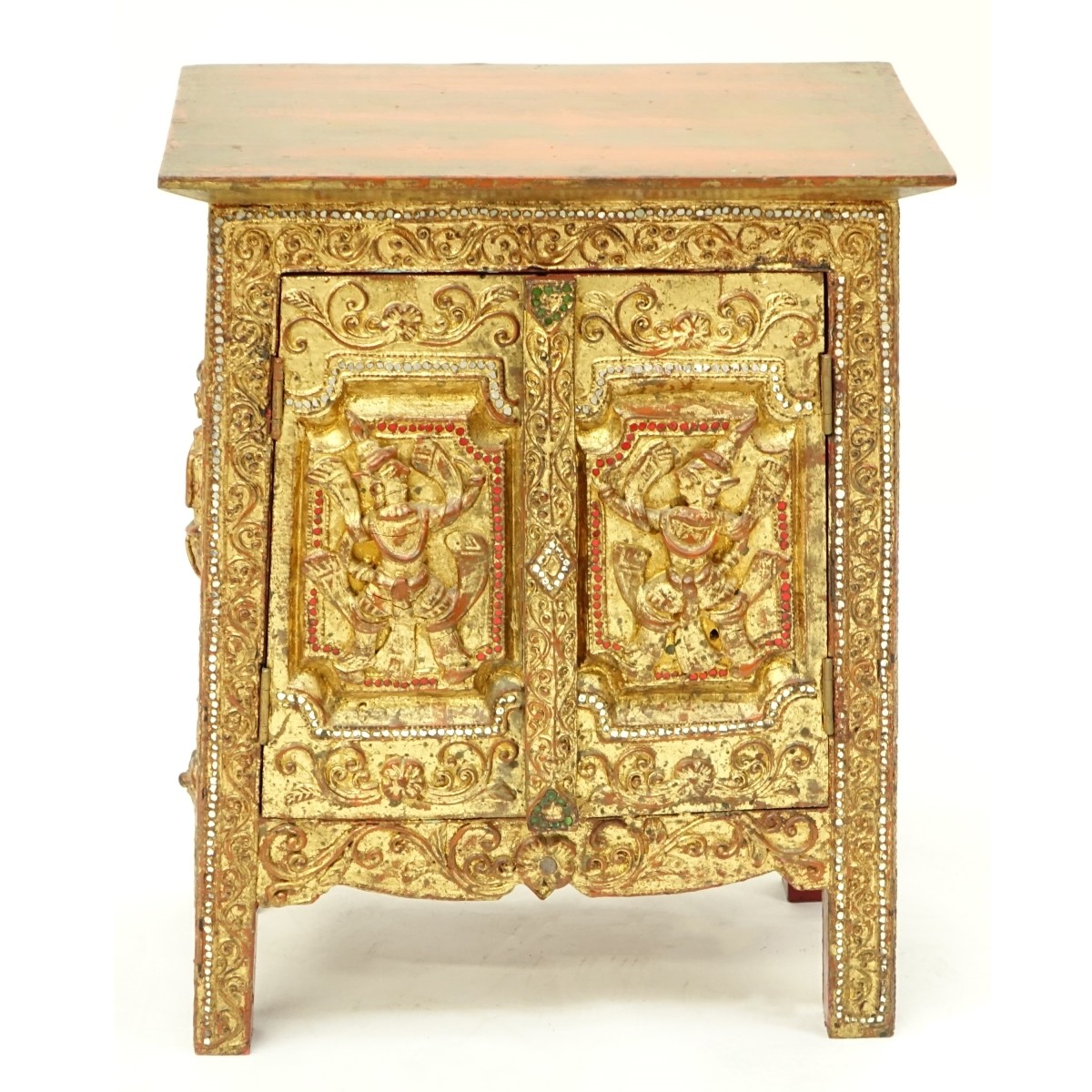 Thai Gilt Laquered Two Door Cabinet