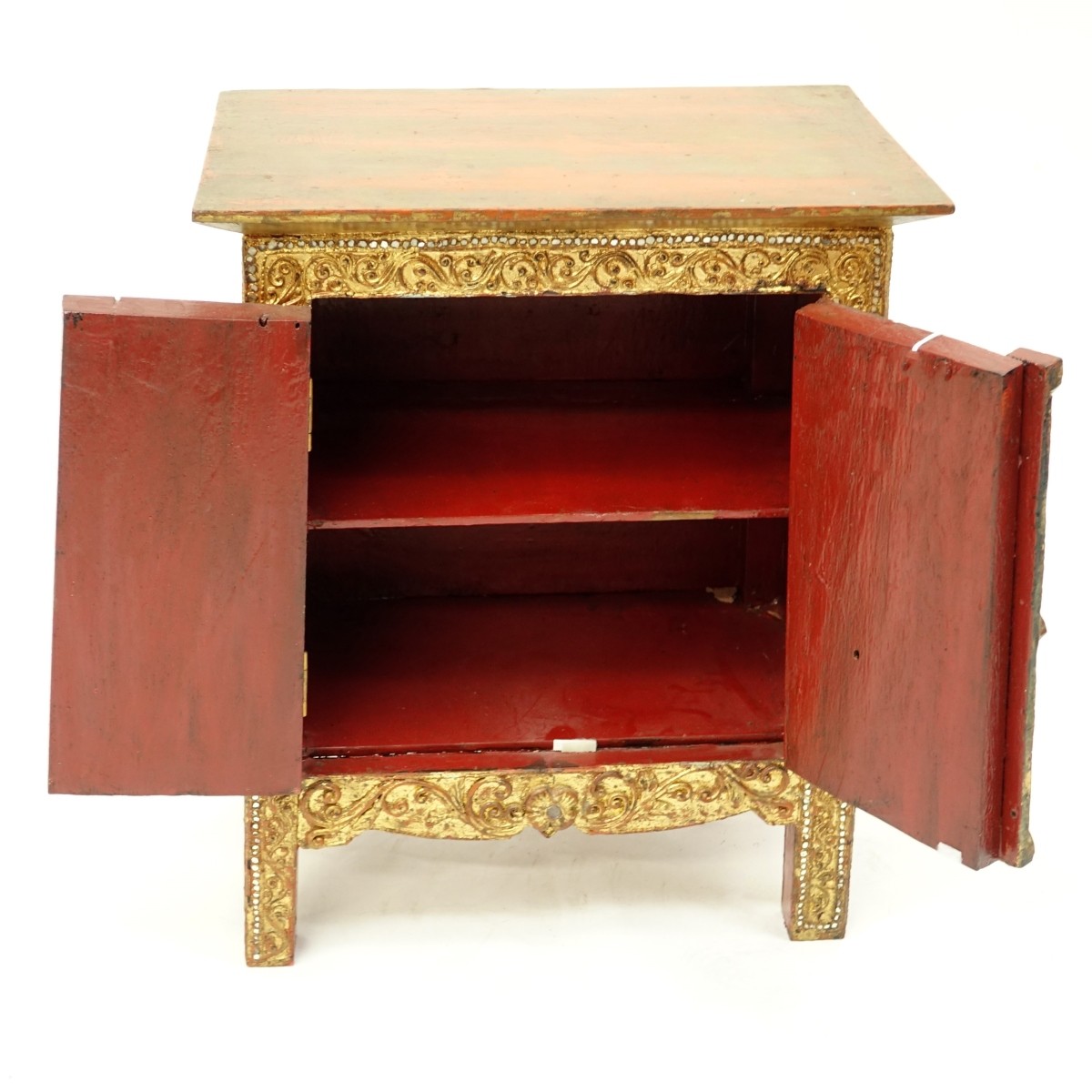 Thai Gilt Laquered Two Door Cabinet