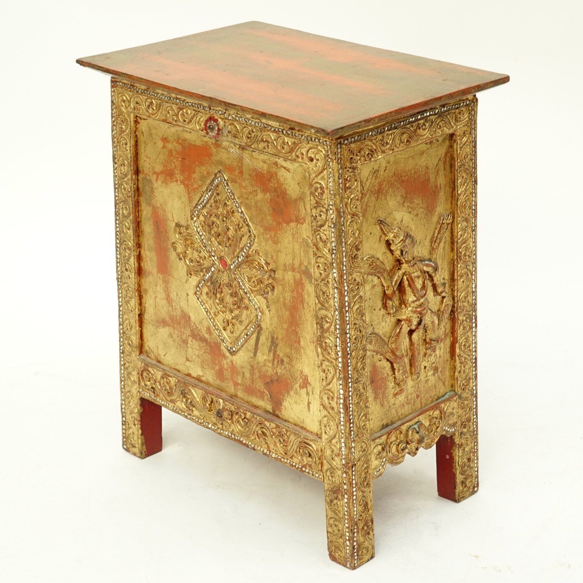 Thai Gilt Laquered Two Door Cabinet