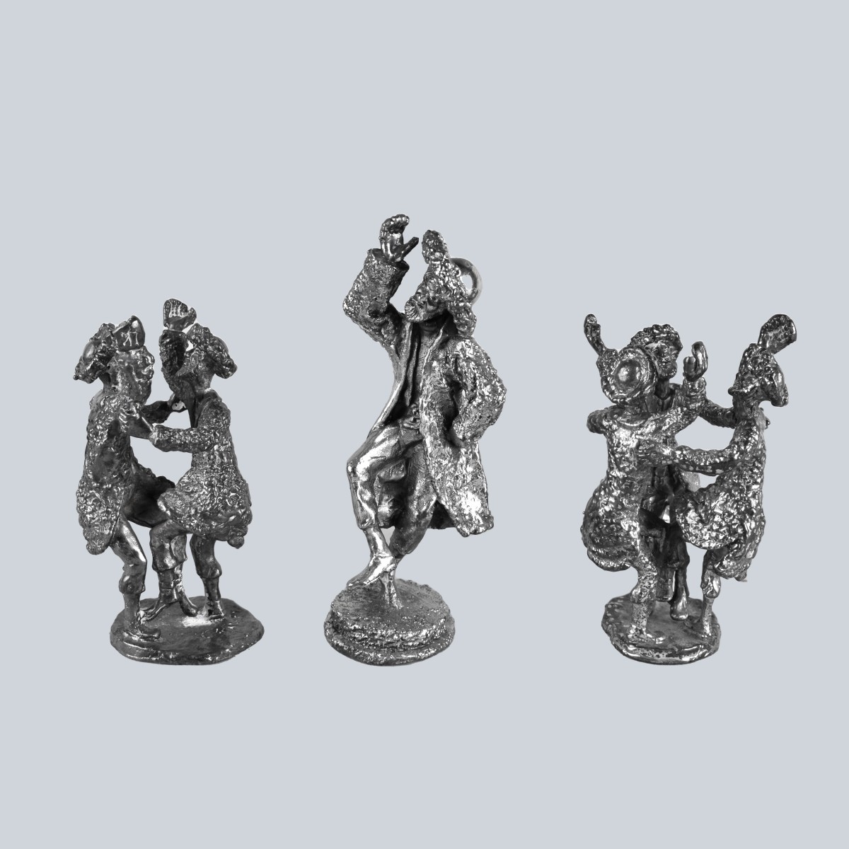 Three Vintage Israeli SilverClad Dancing Figurines