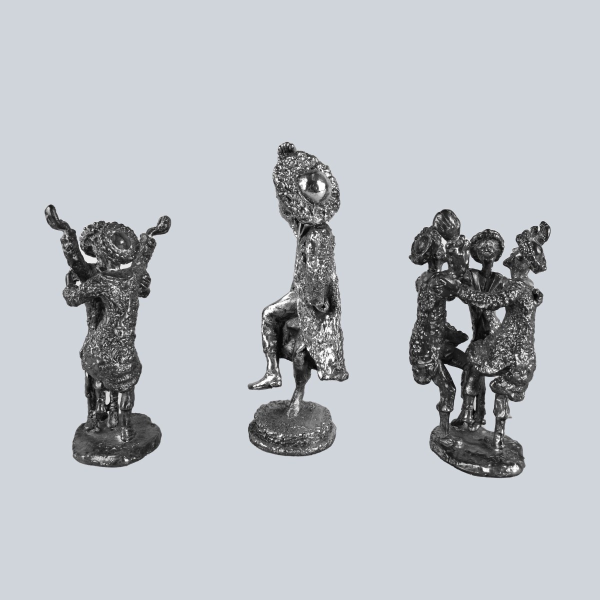 Three Vintage Israeli SilverClad Dancing Figurines