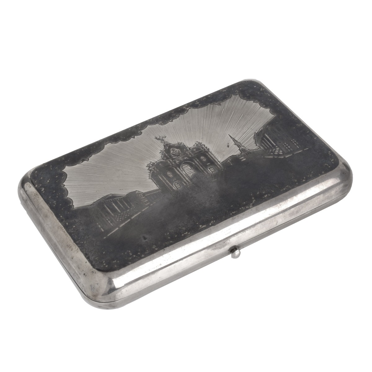 Russian Silver Niello Cigar Case signed