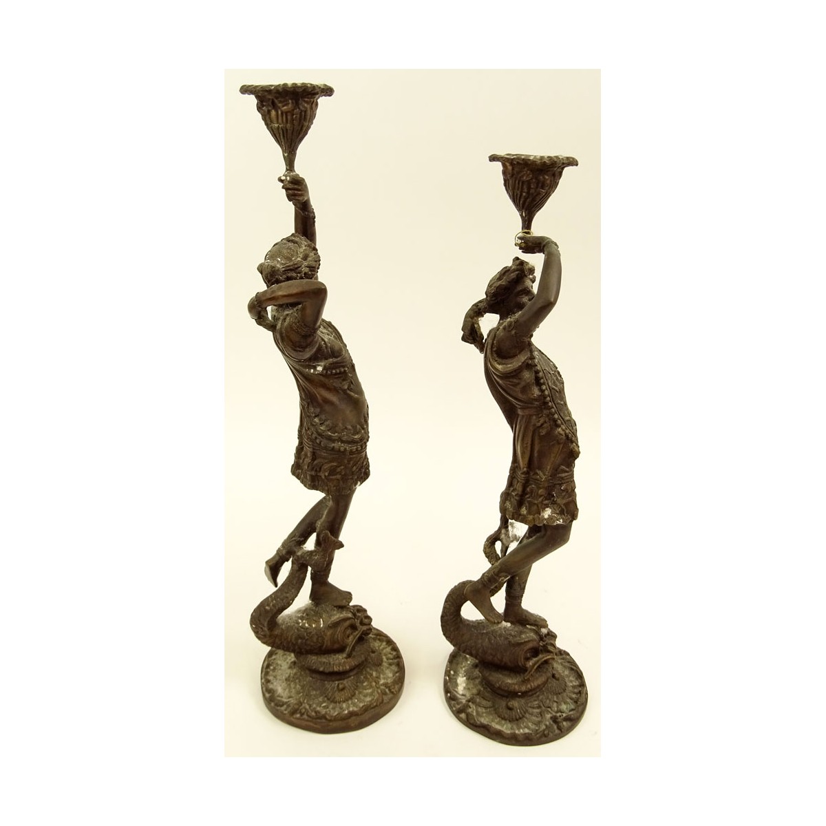 Pr Female Figural Candlesticks