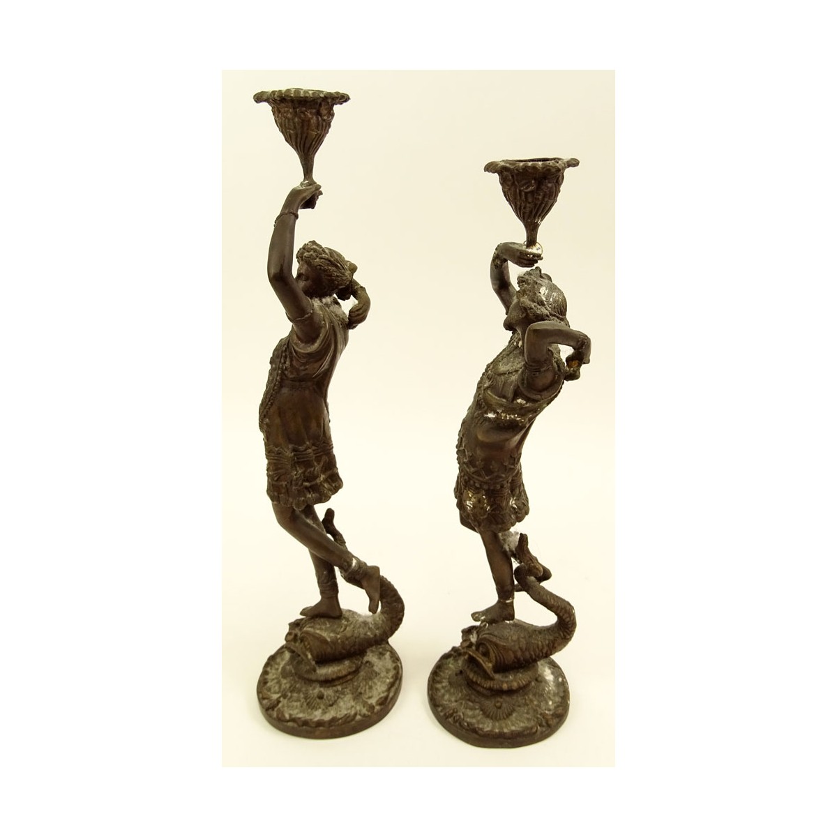 Pr Female Figural Candlesticks