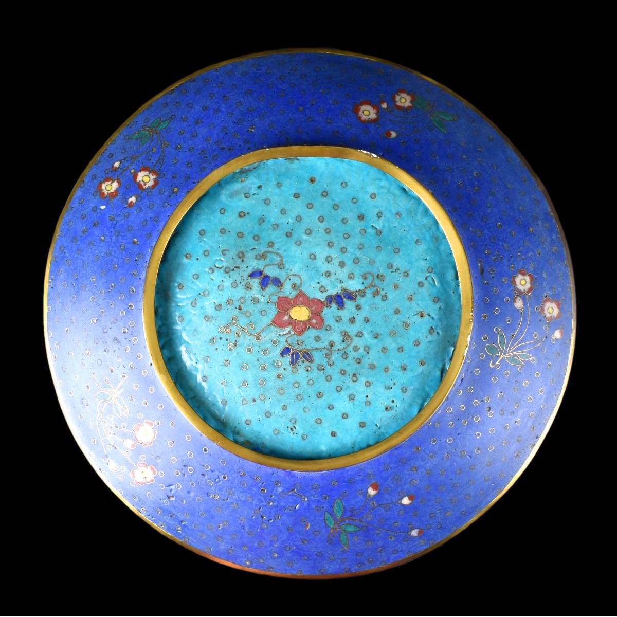 Large Japanese Cloisonne Enamel Charger