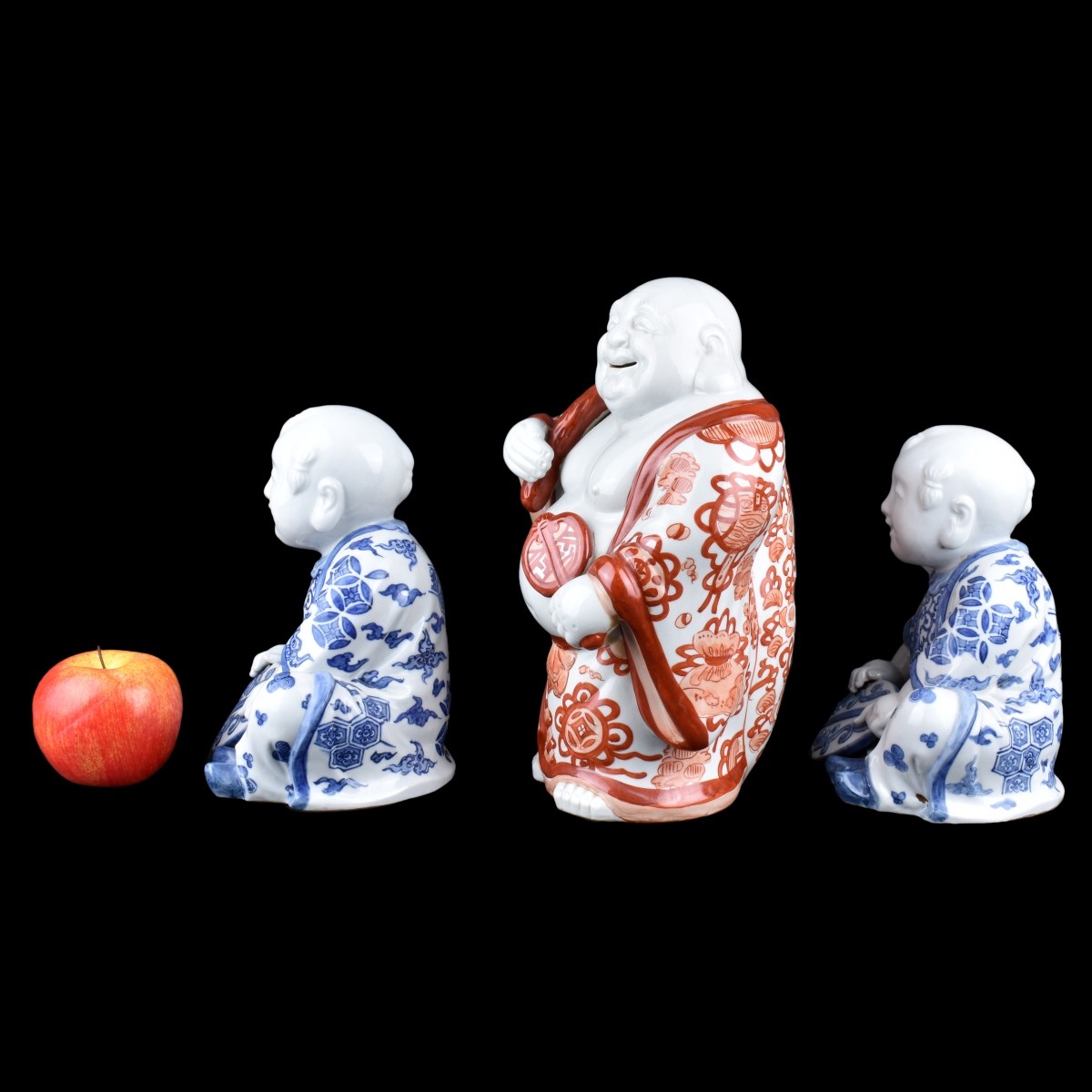 Three Chinese Blue and White Porcelain Figurines