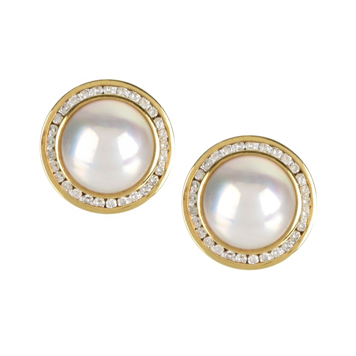 Tiffany Pearl, Diamond and 18K Ear Clips