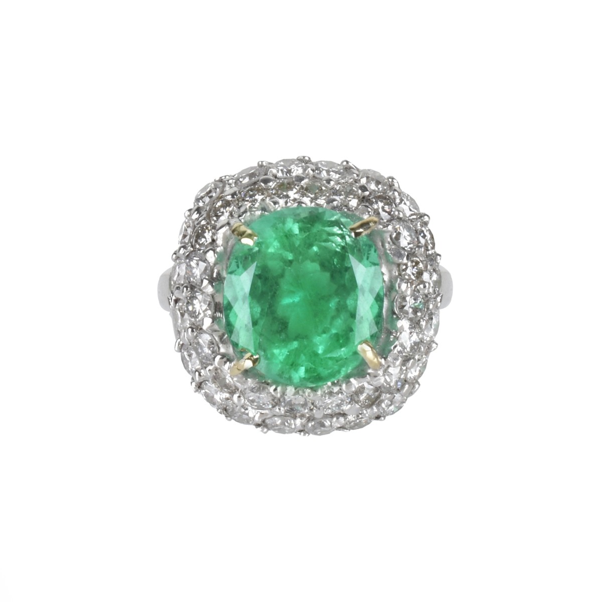 Emerald, Diamond and Platinum Ring