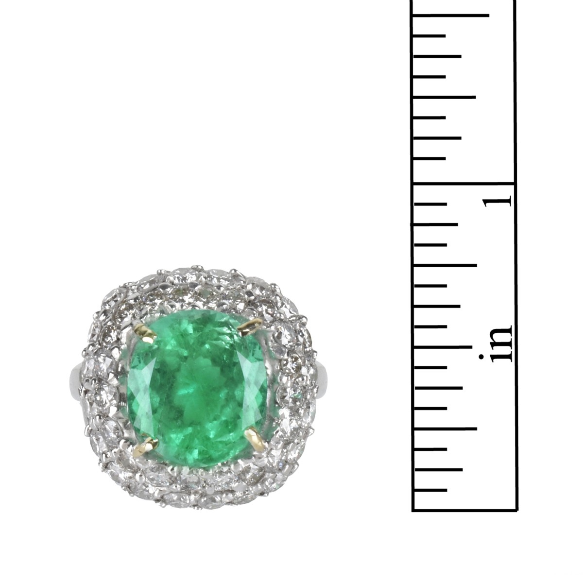 Emerald, Diamond and Platinum Ring