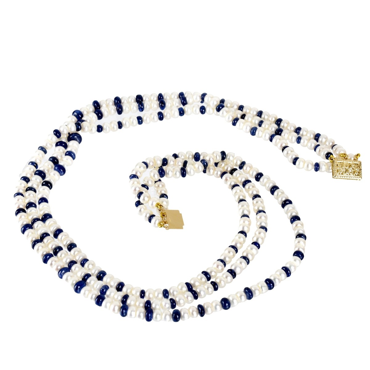 Sapphire, Pearl and 14K Necklace