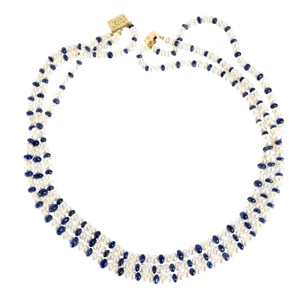 Sapphire, Pearl and 14K Necklace