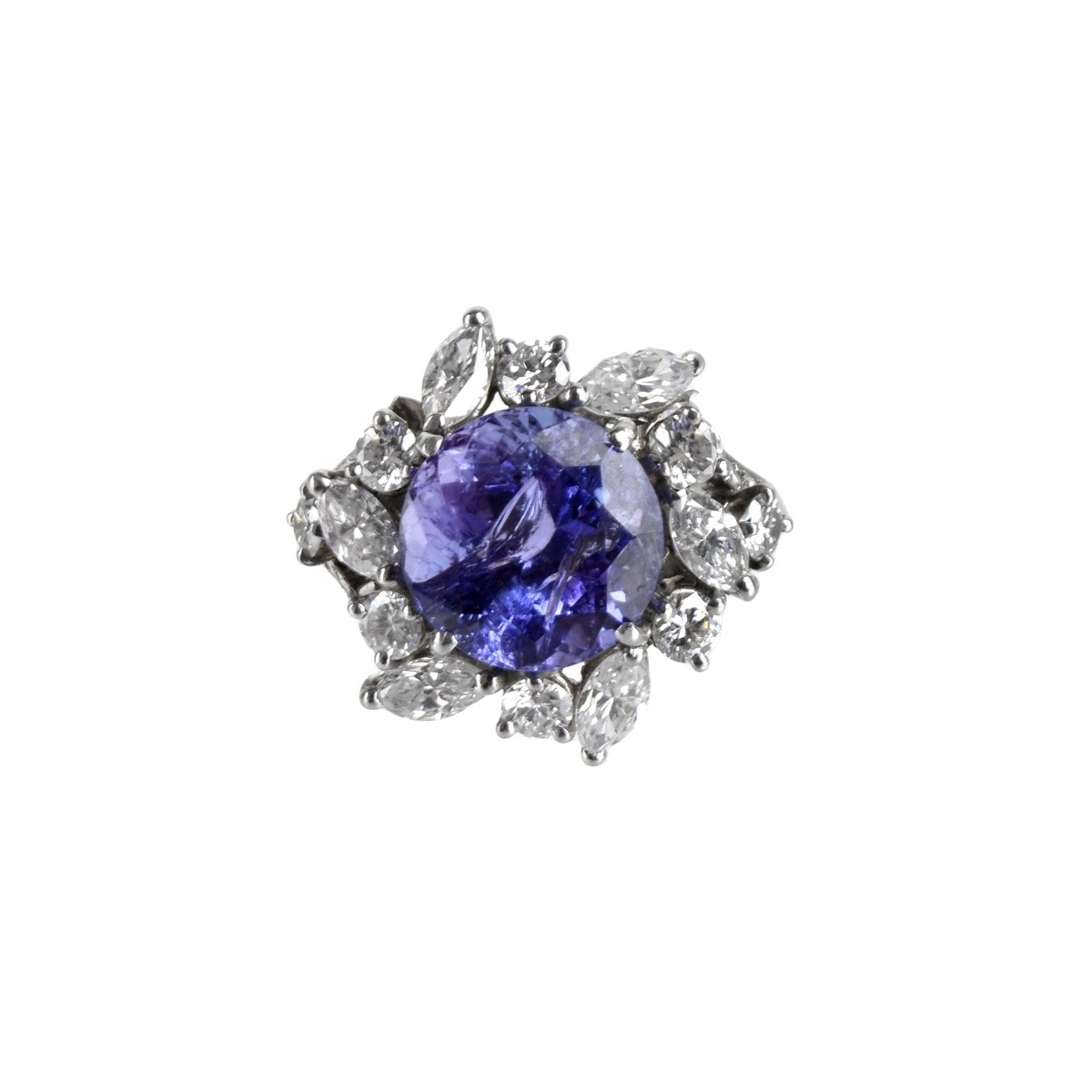 Tanzanite, Diamond and Platinum Ring