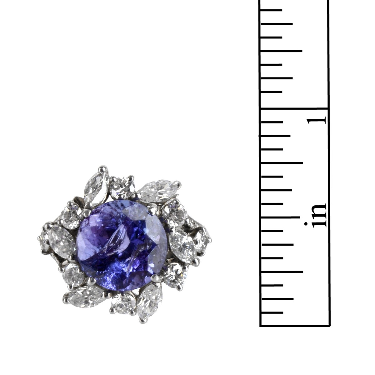 Tanzanite, Diamond and Platinum Ring