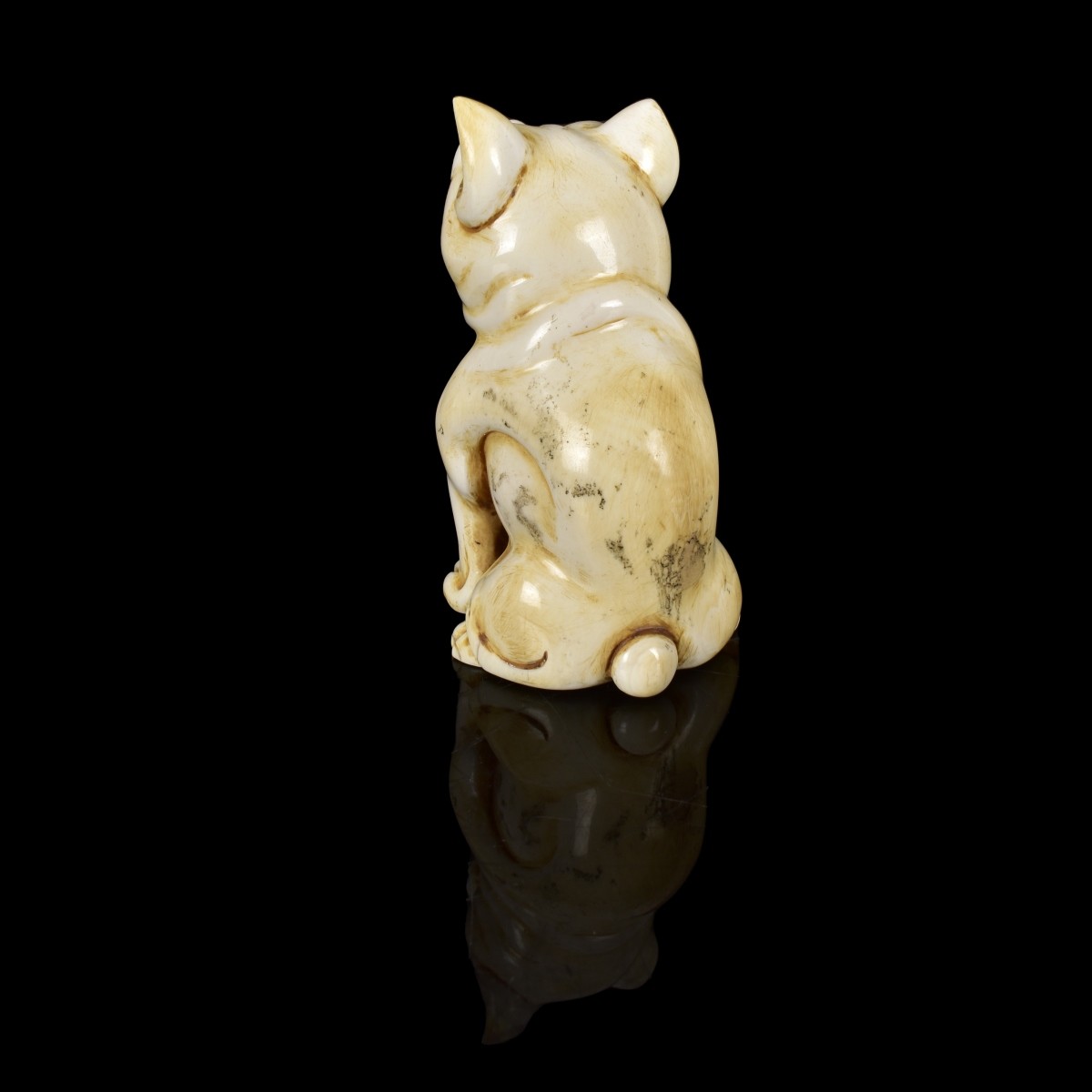 Antique Japanese Carved Bulldog Figurine