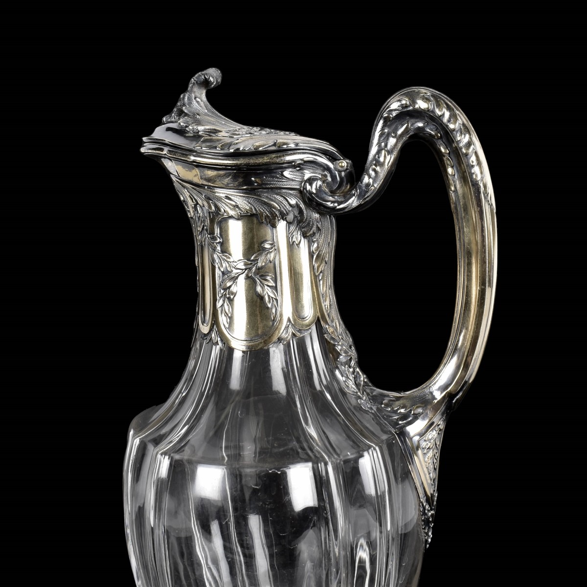 Antique French Silver and Glass Decanter