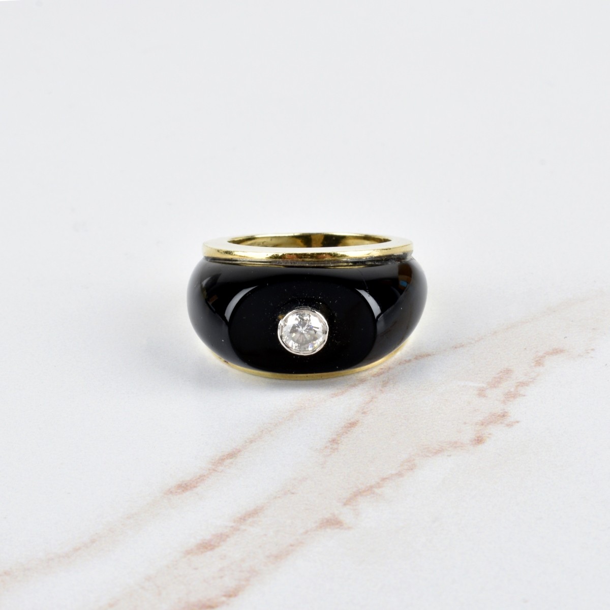 Diamond, Onyx and 14K Ring