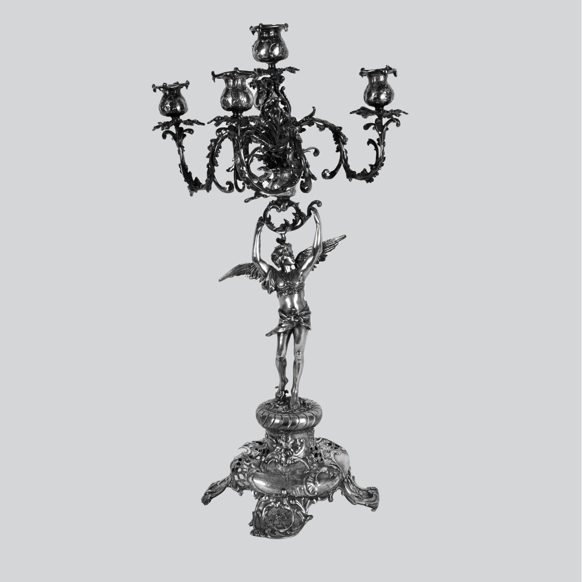 Antique Continental Silver 5-Arm Candelabra