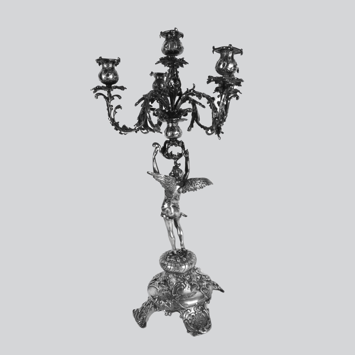 Antique Continental Silver 5-Arm Candelabra